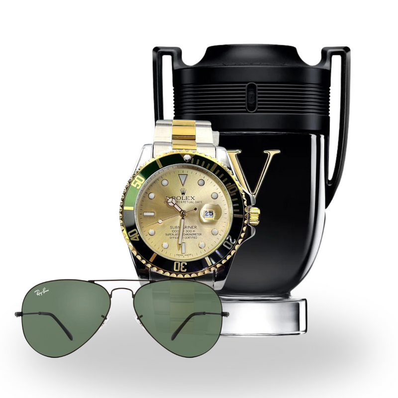 KIT ROLEX SUBMARINE + GAFAS RAYBAN + PERFUME INVICTUS (50%OFF)